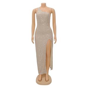 Abiti da sera con collo asimmetrico, monospalla, senza paillettes e spacco alto - Product Image 6