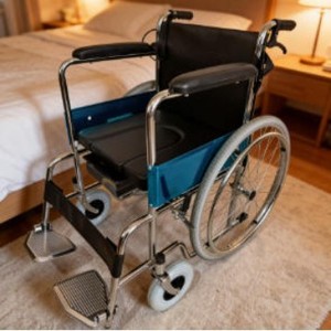 Fauteuil roulant manuel avec siège toilette pliable, léger, en acier haute teneur en carbone, pour personnes âgées et handicapées - Product Image 4