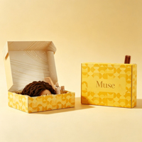 Boîte cadeau créative pliable pour perruque, en carton recyclé coloré avec logo personnalisé, gaufrage éponge, pour tissage de mèches de cheveux