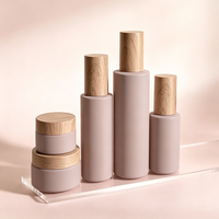 Ensemble de flacons cosmétiques ronds mats de 30 ml avec couvercle en bois, flacons vides pour toner, lotion, sérum, pot pour crème pour le visage, emballage écologique pour soins de la peau