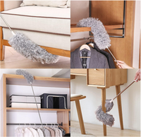 Kit de dépoussiérage en microfibre avec perche télescopique, têtes pliables et lavables pour nettoyer les ventilateurs de plafond, les toiles d'araignées et les stores de plafond hauts