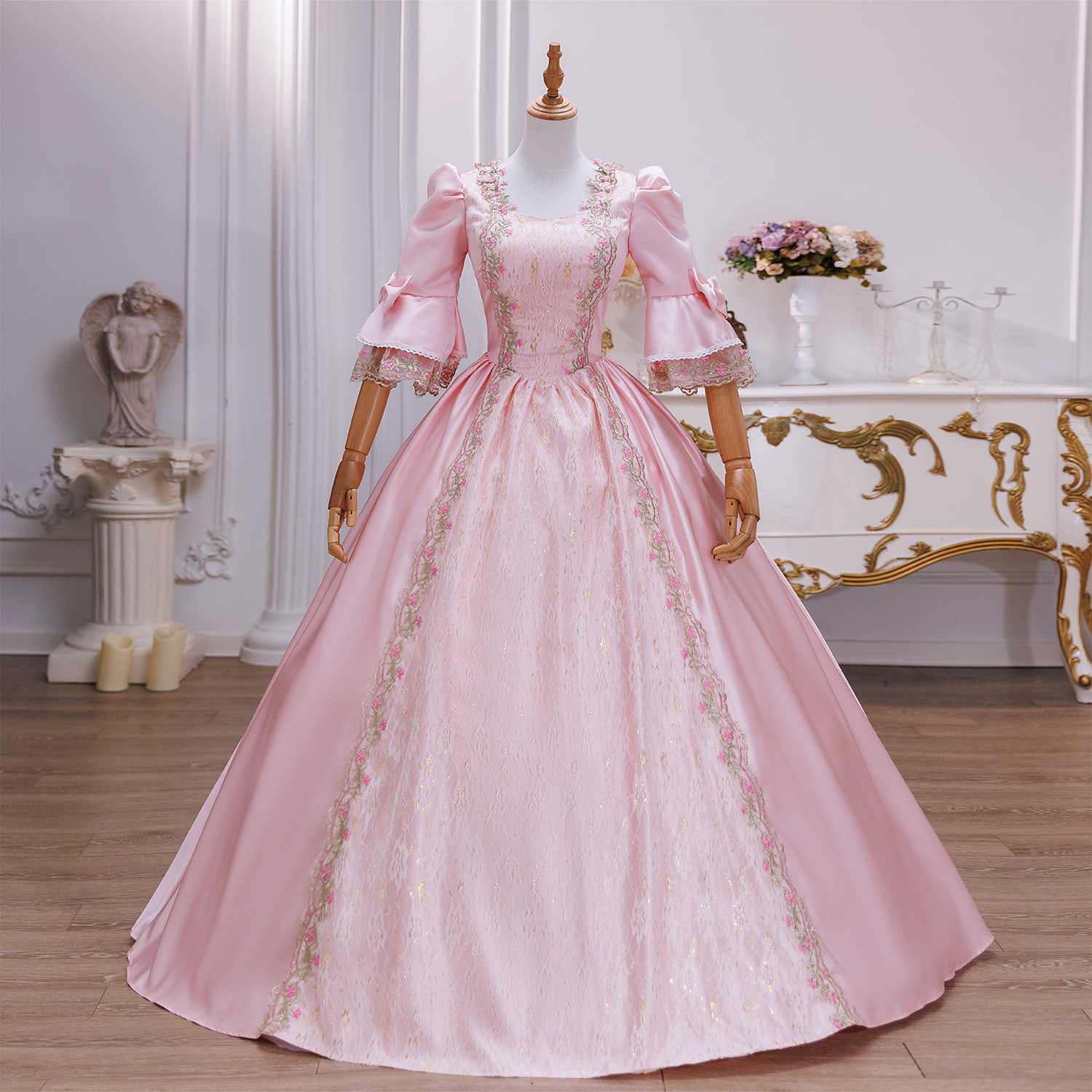 open lace back dress Amazon.com: Medieval Gothic Princess Dress Women 3/4 Sleeve Square Neck  A-Line Pleated Maxi Dress Evening Court Gown Party Dress Pink : Clothing,  Shoes & Jewelry main image 1