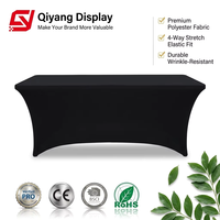 Nappe personnalisée 4ft 6ft pour salon professionnel, logo imprimé par sublimation, polyester imperméable, housse de table extensible en spandex ajustée