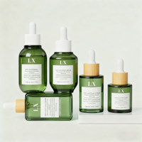 Botol Minyak Esensial Kustom Dengan Tutup Bambu 15ml 20ml 1oz 50ml Botol Serum Wajah Mewah Kaca Hijau Matte Persegi 30ml