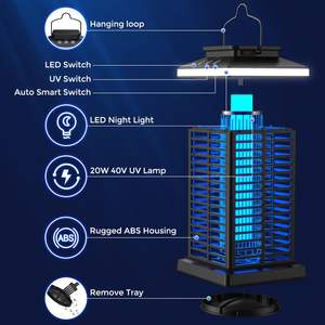 Nuevo diseño 2025 Mosquito Zapper 2 en 1 Bug Zapper portátil y recargable con batería de 4000mAh 4000V para Patio - Product Image 2