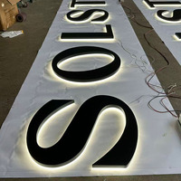 Enseigne personnalisée en lettres lumineuses LED rétroéclairées, en acier inoxydable 3D, étanche, à fixer au mur pour les devantures de magasins, les logos de commerces