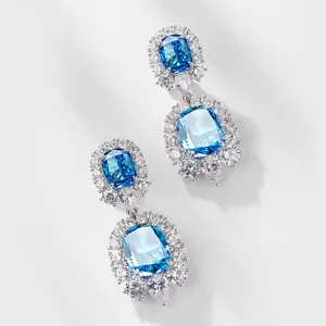 High Quality CZ 925 Sterling Silver Wedding Jewelry Gift Fashion Women Earrings For Drop Earrings