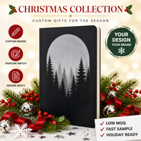 Carnet de notes WANGHAN personnalisé pour Noël, avec couverture en papier A5 cousu, motif Arche de sapin en charbon de bois, impression numérique, 80 feuilles, marqueur ruban
