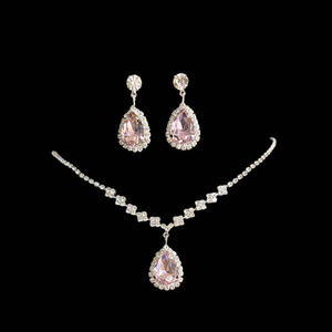 Hot Selling Wedding <b>Accessories</b> Bridal Jewelry Sets for Women Zircon Diamond Waterdrop Bridal Jewelry Set Necklace Earring - Product Image 2