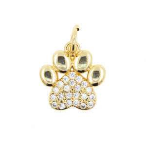 Moda Animal Metal gato perro oso pata colgante CZ circón chapado en oro collar llavero accesorios para mujeres DIY fabricación de joyas - Product Image 5