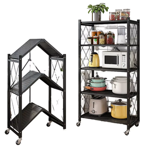Étagère de Rangement Pliable à 5 Niveaux avec Roulettes, en Acier au Carbone, pour Cuisine, Séchage, Rangement de Vêtements et Utilisation en <span class=keywords><strong>Garage</strong></span> - Product Image 1
