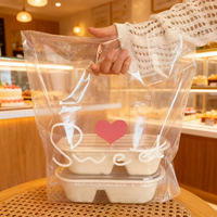 Sac à emporter pour restaurant personnalisable, portable, transparent, recyclable, thermoscellable, imprimé en gravure, avec logo personnalisé, sacs en plastique