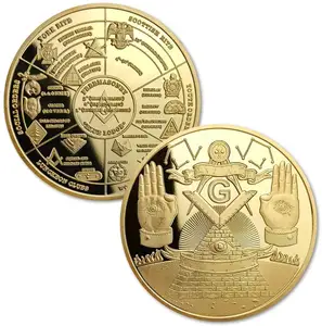 Moneda masónica Master Mason, mapa familiar, herramientas de trabajo, monedas