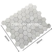 Centurymosaic Mosaïque en marbre blanc oriental poli, mosaïque hexagonale de 3 pouces pour mur et sol