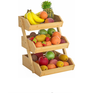 Hot-selling 3-layer bamboo fruit and vegetable exhibition wooden kitchen storage rack