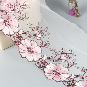 Nuevo encaje de flores rosas tela de red adornos de encaje bordados para ropa, accesorios de dobladillo de vestido de novia - Product Image 6