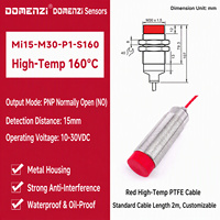 Capteur de proximité inductif Domenzi M30, série résistante à la chaleur pour haute température, 15 mm, NPN NO, IP67, 160°C, non encastré