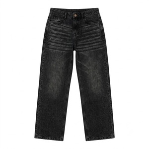 Jean droit vintage en denim délavé respirant et léger, coupe ample, taille mi-haute, pour homme, style streetwear décontracté, personnalisable OEM - Product Image 4