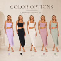 Ensemble deux pièces pour femme, haut court et jupe, personnalisable, haute qualité, été, faible MOQ, fabricant en gros