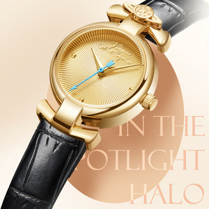 Montre à quartz pour femme de luxe, boîtier fin de 8 mm, bracelet en cuir véritable, design rétro, résistante à l'eau 3ATM - Product Image 4