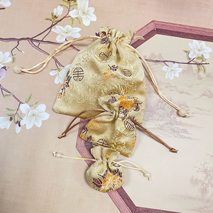 Chine Réutilisable Dragon Soie Brocart Cordon Pochette Papier et Carton Imprimé Sac De Rangement pour Bijoux et Cadeaux Conteneur Élégant - Product Image 2