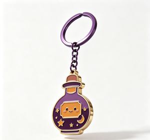 Purple Enamel Metal Key Chain Bottle Shape Plated Keyring <b>Custom</b> Collectible Gift Accessory - Product Image 2