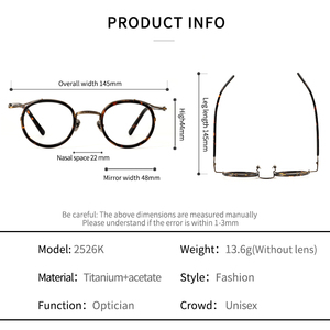 إطار دائري كلاسيكي ، نظارات يدوية الصنع يابانية ، إطار بصري شخصي على الموضة - Product Image 5