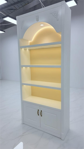 رفوف عرض مستحضرات تجميل ذهبية بتصميم عصري مع خزانة للمتاجر، حامل عرض لمستحضرات التجميل بمقاس وشعار قابلين للتخصيص - Product Image 6