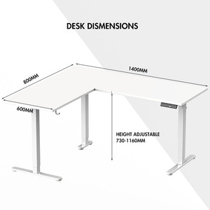 Bureau debout modulaire en bois et métal, convertible, télescopique, en forme de L, ergonomique, réglable en hauteur, table électrique à levage électrique - Product Image 5