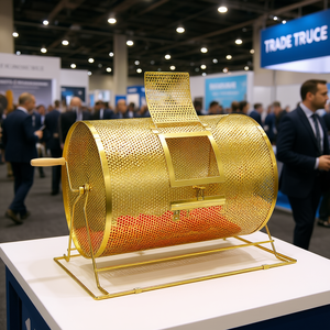 Tambor de Sorteo Chapado en Latón de 14.8 x 21.26 Pulgadas, Cilíndrico, Metálico, para Lotería y Sorteo, con Asa de Madera, Equipo para Ferias Comerciales - Product Image 2