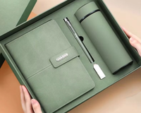 Nouvel ensemble cadeau de luxe A5 pour entreprise : agenda, bouteille, carnet en cuir PU personnalisable avec stylo et tasse isotherme