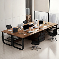 Bureau de travail moderne en PVC simple ; Table d'ordinateur de bureau à combinaison libre ; Poste de travail pour quatre employés