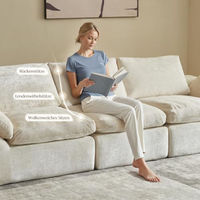 Canapé modulaire ultra-doux en forme de U avec 2 ottomanes mobiles, canapé nuage à assise profonde, canapés sans structure pour salon et bureau