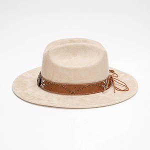 Chapeau de cowboy polyvalent en daim de style européen et américain, avec ceinture en cuir rétro décorative, idéal pour les sorties. - Product Image 3