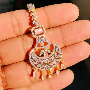 Monalisa-pendientes de Zirconia cúbica para dama de honor, aretes, Zirconia, circonita, zirconita, naranja, dorada - Product Image 2