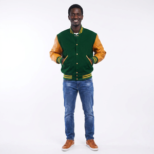 Vestes de baseball pour hommes à prix avantageux, personnalisées avec logo brodé, style varsity, avec manches en cuir - Product Image 1