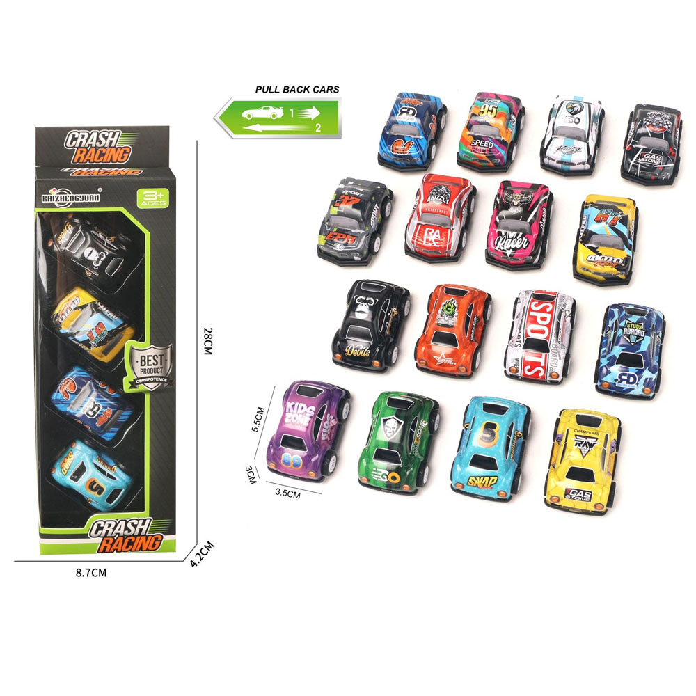 Cuatro juegos de coches de aleación de versión Q (color mezclado) -035