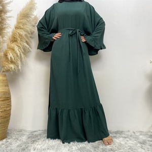 9.9 Muslim Long Abaya <b>Maxi</b> Dress With Unique Pleated Sleeve Dubai Fashion Islamic <b>Kaftan</b> 6530# - Product Image 6