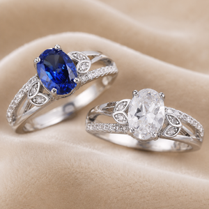 Anello con gemma taglio ovale e fiore, montatura pavé, elegante gioiello da donna per occasioni speciali - Product Image 6