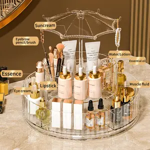 Acrylic Transparent 360 Degree Makeup Shelf Cosmetic Organization Storage Box PET Makeup Organizer