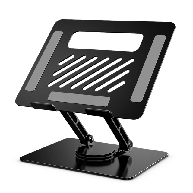 Wholesale Aluminum Adjustable Laptop Stand 360 Rotation Custom Laptop Riser with Swivel Base Portable Laptop Holder