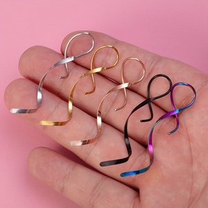 [Ensemble de 2 boucles d'oreilles en acier inoxydable] Boucles d'oreilles torsadées conçues <span class=keywords><strong>pour</strong></span> les femmes, adaptées aux piercings d'oreille, y compris le <span class=keywords><strong>cartilage</strong></span> - Product Image 2