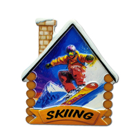 Aimant de réfrigérateur en résine avec logo personnalisé Cadeau de voyage Aimant de réfrigérateur souvenir d'Andorre pour le ski européen en montagne et la neige