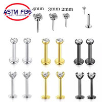 Ensemble de boucles d'oreilles G23 en titane, clou d'oreille en Zircon, Septum, Tragus, Cartilage, Piercing, lèvres, nez, anneau, bijoux de mode