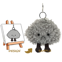 Porte-clés en peluche personnalisé moelleux avec rembourrage en polyester et coton PP ultra doux