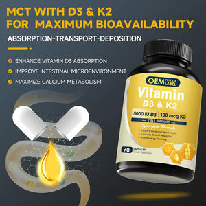 Cápsulas OEM de 125 mcg de D3 y 100 mcg de K2 MK-7, Cápsulas de Vitamina D3 y K2 con Zinc, Boro y MCT, Suplemento para la Salud Ósea, el Corazón y el Sistema Inmunitario - Product Image 5