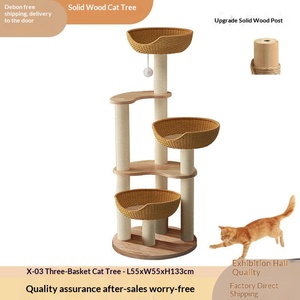 Arbre à chat tout-en-un en bois massif avec sisal, plateforme de saut multi-niveaux en forme de capsule spatiale, étagère peu encombrante - Product Image 6