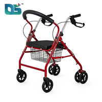 Déambulateur pliant léger à quatre roues avec siège, aide à la mobilité et chariot de courses pratique