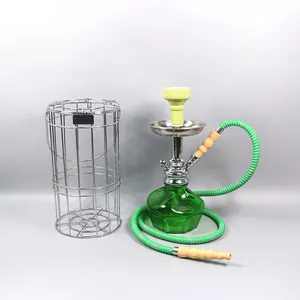 Shisha-cachimba maya con jaula, narguile de cristal de acero inoxidable, base de acero