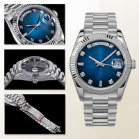 Reloj de Cuarzo para Hombre, Reloj de Cuarzo de Lujo, Parte Trasera de Acero Inoxidable, Resistente al Agua 1 ATM, Movimiento Japonés, Delgado, con Piedras